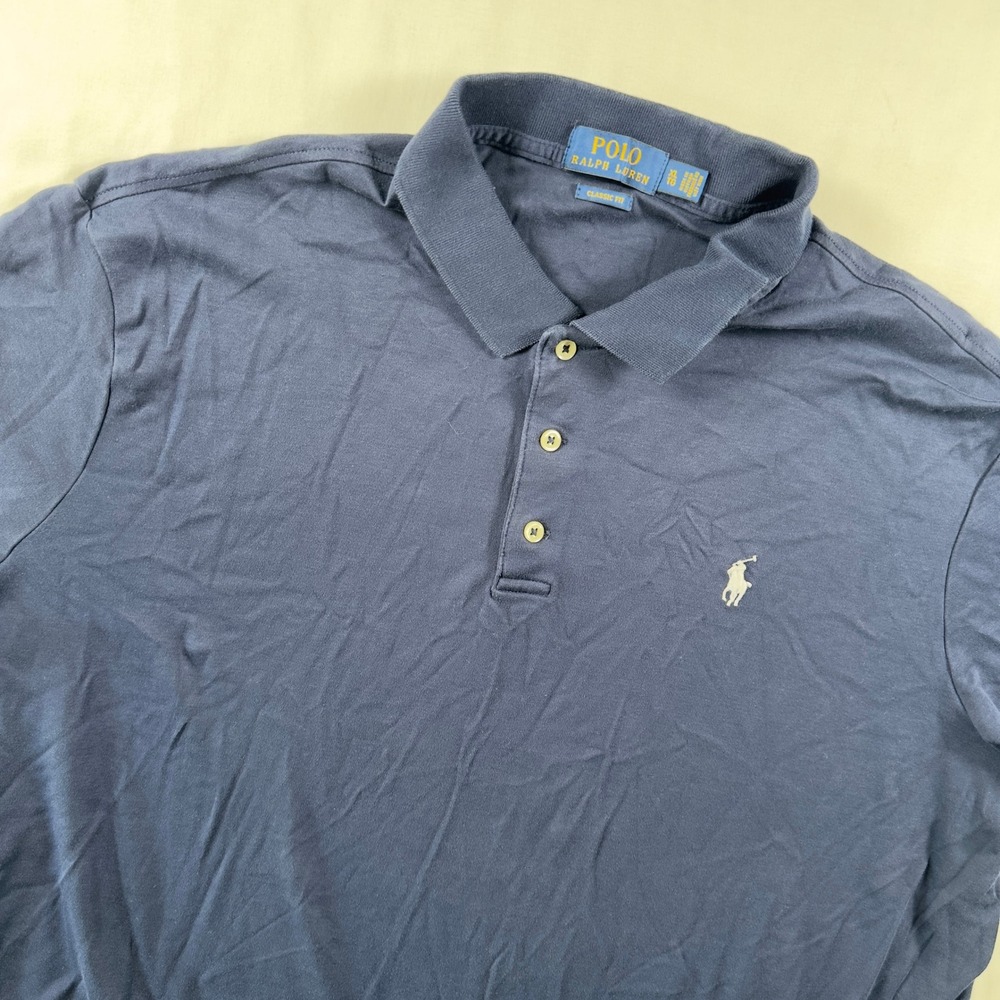 Ralph Lauren Polo Shirt Mens‎ XL Blue Golf White Pony Short Sleeve Classic Fit